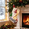 Calcetines pequeños de Navidad, bolsas de regalo de dulces y manzanas, tela de lino, calcetines de Navidad 3D, decoraciones de Navidad, adornos para el árbol de Navidad
