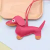 Fabricante Transfronteiriço Atacado Artesanal Alta Qualidade Couro Chaveiro de Filhote de Cachorro Fofo Desenho Animado Dachshund Pingente Criativo Acessório de Bolsa