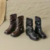 Nuevas botas de mujer hasta la pantorrilla 2026, botines casuales cómodos de otoño sin cordones, punta redonda, antideslizantes, planos para mujer