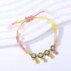 Pulsera Trenzada Multicolor Estilo Nacional con Colgante de Aleación Esmaltada, Ajustable, Accesorio de Mano Estilo Nacional de Paz y Buena Suerte