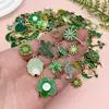 Colgante de Aleación con Goteo de Aceite Cactus Verde Trébol de Cuatro Hojas Árbol Colgante Collar Pendientes Pulsera Accesorios de Joyería