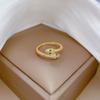[Ouro Real] Anel de Cobra Olhos Verdes Abertura Ajustável Joia Simples Anel Japonês Anel de Casal