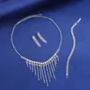 Collar, Pendientes, Pulsera de Pedrería Estilo Nuevo Coreano y Japonés, Conjunto de Joyería de Moda para la Noche, Accesorios de Joyería de Cadena para Clavícula de Alta Gama