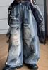 Ropa de Verano de Manga Corta para Niñas 2025 Nuevo Conjunto de Dos Piezas Americano con Encaje Empalmado y Jeans Rotos para Niños Medianos y Grandes Ropa Hip-Hop