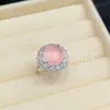 Novo Anel Feminino Banhado a Prata 925 Design de Nicho Incrustado com Calcedônia de Gelo Ovo de Pombo Aberto Anel Ajustável