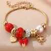 Pulsera de cuentas de resina con flores de dibujos animados de venta cruzada europea y americana, joyería de aleación con colgante de cuentas DIY Panjia al por mayor