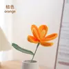 Ramo de Tulipanes Tejido a Mano Tejido con Hilo Flor Simulada Flor Única Arreglo Floral para el Hogar Adorno Artesanía para Fiestas