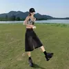 Shorts Jeans Reto Americano Retro Desgastado para Mulheres, Novo Estilo de Verão, Cintura Alta, Caimento Solto, Tamanho Grande Jeans Cropped de Perna Larga