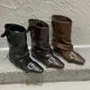 Botas de Moda Chuyuji Negras Estilo Británico Retro 2026 para Mujer Otoño/Invierno con Plantilla Elevadora y Diseño para Adelgazar la Pierna para Mujeres Petitas