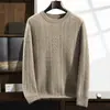 Suéter de Cachemira Tejido de Cable Cuello Redondo 2026 Otoño e Invierno Nuevo para Hombre Suéter Base Tejido Engrosado Estilo Coreano Suéter Pulóver para Adultos