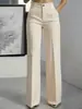 Pantalones de traje simples de pierna recta, fluidos, de cintura alta, para mujer, transfronterizos europeos y americanos, nuevos de 2026