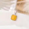 Colgante de Plata S925 Sterling Plateado Bañado en Oro Cuadrado de Cera de Abeja Azúcar Geométrico Simple Japonés Pequeño y Exquisito de Plata Ciervo