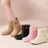 Botas Blancas Impermeables con Cordón para Mujer Primavera/Verano Botas de Lluvia Exquisitas Zapatos de Goma Antideslizantes para Viajes Urbanos Zapatos de Agua Banda Elástica para Mujer Botas de Agua