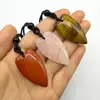 Collar Colgante de Cuerda con Forma de Gota de Agua Corazón de Cristal de Piedra Natural 40*22mm Joyería de Moda Europea y Americana Artículos Transfronterizos
