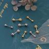 Brincos de parafuso de prata esterlina S925 para mulheres, contas redondas foscas, orelhas pequenas para dormir, sem necessidade de remover bolas redondas, unhas de osso de orelha duplas para homens