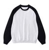 Sudadera de Manga Raglán Bloque de Color Manga Larga 300g, Mezcla de Algodón para Mujer, Suelta Versátil, Pulóver Cuello Redondo para Otoño
