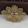 Pingente oco de cobre fundido Flor de Lótus 51*34mm material para grampo de cabelo Hanfu de noiva acessórios feitos à mão