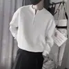 Moletom masculino com zíper pela metade, estilo moderno, camiseta casual de manga comprida, top para primavera e outono