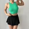 Top deportivo ligero y delgado de yoga con base interior corta, sin mangas, ajustado, con ombligo al descubierto, para verano