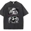 Camiseta Vintage Lavada Estilo Nuevo 2025--Xingyue Estilo Europeo y Americano Elegante Algodón Estampado Manga Corta Cuello Redondo