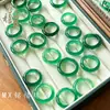 Anel de Calcedônia Branco Gelo Natural de Alta Qualidade, Anel de Ágata Verde Óleo, Anel de Jade Transparente Gelo, Anel Estilo Igual ao Xiaohongshu