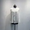 Sensación Suave como el Hielo~Camisa de Manga Larga 100% Lyocell, Top de Color Sólido con Cuello Alto, Camisa Holgada Protectora del Sol para Mujer, Estilo Primavera, Elegante para el Trabajo