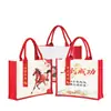 Bolsa Tote de Lona Ano Novo do Cavalo com Logo Personalizado Impresso e Laminação 3D para Promoção da Cultura Corporativa Universitária