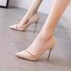 Zapatos de Tacón Alto Estilo Francés para Mujer 2024 Primavera y Otoño Punta Fina Tacón de Aguja Diseño de Pedrería Zapatos de Moda de Alta Gama