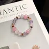 Pulsera Mushan Morada de Amatista Natural y Cristal Rosa, Pulsera de Piedras Preciosas Colorida, Estilo Dulce y Fresco, Joyería para Mejor Amiga