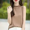 Nova Camisa Base de Gola Alta Outonal com Gola Sobreposta Cor Sólida Sem Mangas Top de Tricô com Lã Penteada Emagrecedora