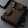 Suéter Fino de Lana para Hombre, Lana Pura, Sensación de Lujo Ligero, Lavable a Máquina, Cuello de Gaviota, Engrosado para Invierno, Capa Base de Punto