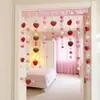 Cortina Partition de Cuatro Estaciones Sabor Fresa para Dormitorio, Cortina de Media Puerta sin Taladro, Cortina de Puerta Decorativa de Moda Transparente para Entrada