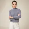 Novo Suéter de Cor Sólida com Gola Alta Curta 100% Cashmere Puro Suéter Feminino Pulôver Solto e Versátil Suéter Base de Cashmere Espessado