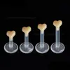 Tachuelas de Labio de Repuesto Transparentes, Estilo Europeo y Americano, Tachuelas Nasales Acrílicas Personalizadas con Forma Redonda de Corazón, Tachuelas para Cartílago de Oreja, Accesorios para Piercing