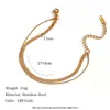 Moda Europeia e Americana Simples Nicho Acessível Luxo Joias para Mão Aço Inoxidável Dourado Corrente Redonda Cobra Corrente Lâmina Pulseira de Emenda Dupla Camada para Mulheres