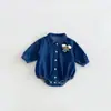 Mameluco para Bebé Primavera y Otoño 2026 Estilo Nuevo Unisex Traje de Gateo de Mezclilla para Bebé Body de Triángulo Lindo de Manga Larga