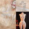Comércio Exterior Transfronteiriço Renda Europeia e Americana Sexy Sedutora Apaixonada Transparente Puro Desejo Abertura na Virilha Lingerie Roupa de Dormir Conjunto para Casa
