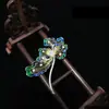 Broche Guofeng Esmalte Prata Esterlina Elegante Elegante Flor Xiangyun Broche Retro Corte Micro Diamante Casaco Terno Combinando