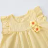 Vestido Infantil Vestido de Menina Vestido de Bebê Menina com Manga Flare Vestido de Princesa 2026 Verão Novo Comércio Exterior Amarelo