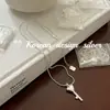 Joyería de Plata Estilo Ins Dongdaemun de Corea del Sur Plata de Ley S925 Corazón de Industria Pesada Llave Collar Estilo Simple y Versátil para Apilar