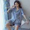 Pijamas listrados de seda de seda gelada estilo coreano feminino jacquard home wear novo de duas peças entrega ao vivo transfronteiriço atacado