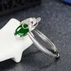Celebridade da Internet Transmissão ao Vivo Estilo Étnico Anel Pixiu Banhado a Ouro Branco Crisoprásio Design Criativo Anel Pixiu Inlaid Calcedônia