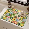 Alfombrilla Drenante de Tierra de Diatomeas Estilo Pintura al Óleo Colorida Estilo Americano, Alfombrilla para Cafetera, Alfombrilla Absorbente de Secado Rápido para Encimera de Cocina, Alfombrilla Antideslizante