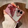 Funda para Teléfono con Mariposa Incrustada de Diamantes y Purpurina Arena Movediza Adecuada para Apple 17 Pro Max Degradado 16 Moderna 15 Electrochapada 13