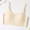 Sujetador estilo chaleco para adolescentes para la primera y segunda etapa de desarrollo, con copas fijas para evitar bultos, sujetador sin costuras de seda helada para niñas
