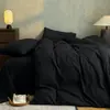 Nueva colección otoño/invierno: Juego de ropa de cama de cuatro piezas de alta densidad, tipo nube, con tacto de algodón, en colores lisos, con un diseño sencillo, apto para uso doméstico