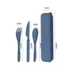 Amazon Juego de Vajilla Cuchillo Tenedor Cuchara de Paja de Trigo Juego de Tres Piezas Niños Estudiante Hogar Portátil Juego Completo Venta al por Mayor