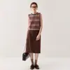 Chaleco de Punto Rayas de Cachemira Estilo Retro Cuello Redondo sin Mangas para Mujer Otoño Temprano 2025 Chaleco sin Mangas Suéter de Punto para Vestir