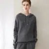 ¡Suave y acogedor! Suéter de cachemira con capucha, nueva camiseta básica para mujer otoño 2026, estilo elegante, corte holgado, adelgazante, suéter de color liso