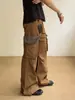 Pantalones de trabajo nuevos de estilo retro americano para primavera y otoño con retazos plisados, diseño holgado de pierna ancha, pantalones largos versátiles con múltiples bolsillos para hombres y mujeres